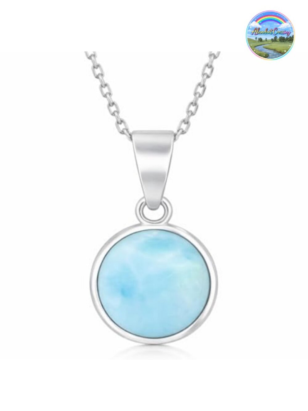 Natural Larimar Pendant Necklace 925 Sterling Silver Women's Jewelry Gift